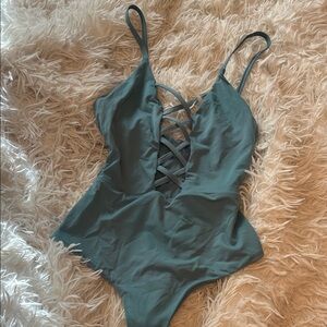 Teal Strappy One-Piece Swimsuit